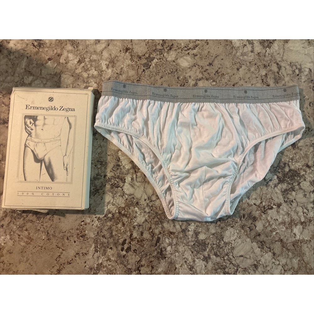 Vintage ERMENEGILDO ZEGNA Intimo Cotton Men's Bikini Brief‎ Underwear White 2XL